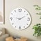 24" x 23" White Wood Round Decorative Wall Clock with Black Hands & Numbers